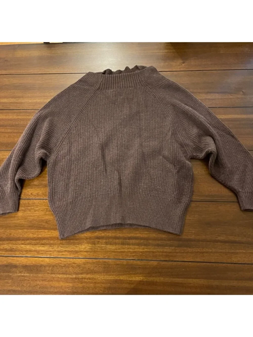 NWOT Brochu Walker Brown Wool Blend Cowl Neck Ribbed Sweater XS FVA3110